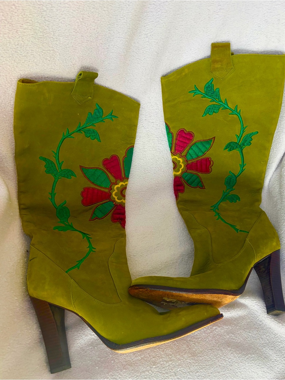Vince Camuto Imagine Line Embroidered Leather Floral Boots Size 7